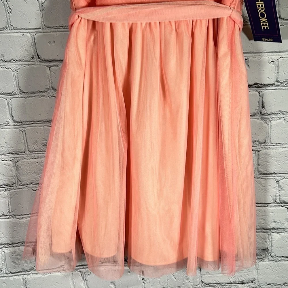 Cherokee Girls Tulle tutu floral Dress Size Medium Peach/Coral NEW - Picture 4 of 15